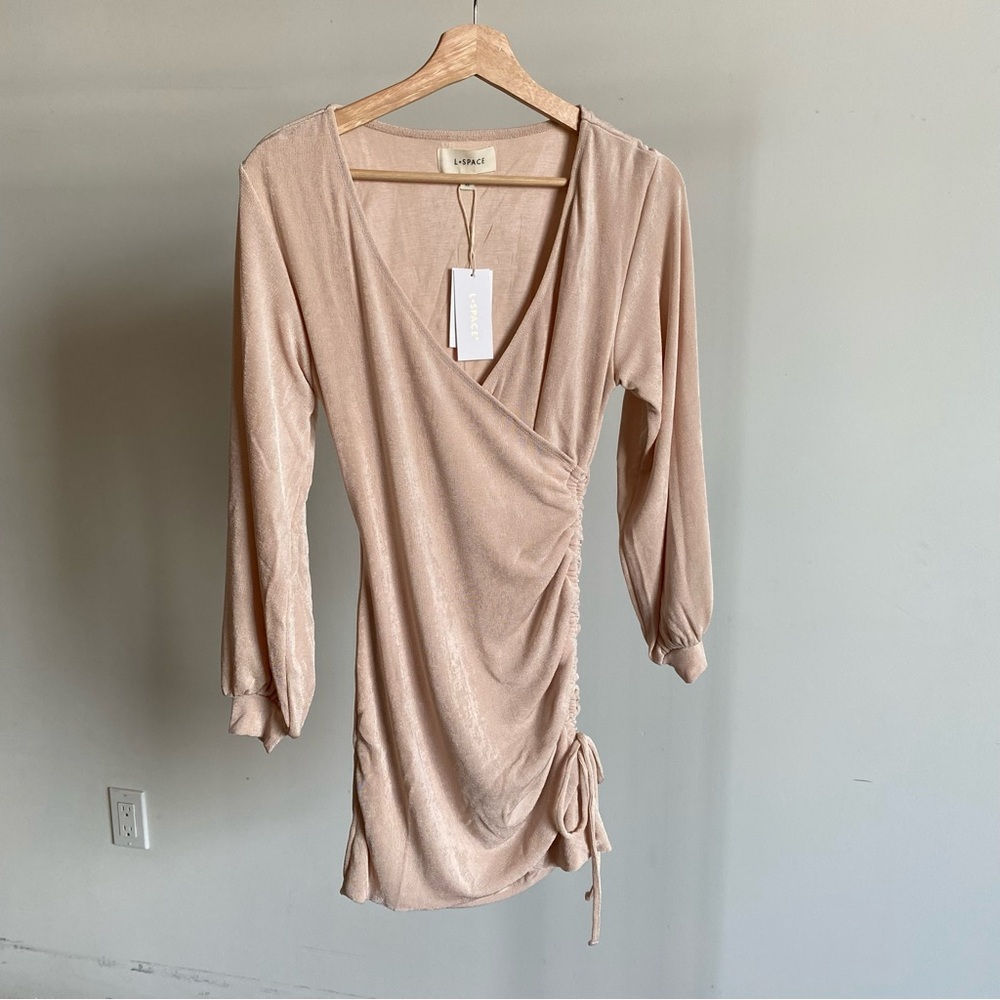$158 NWT Pink L*Space “Melissa” Shirred Mini Dress Sz X-Small